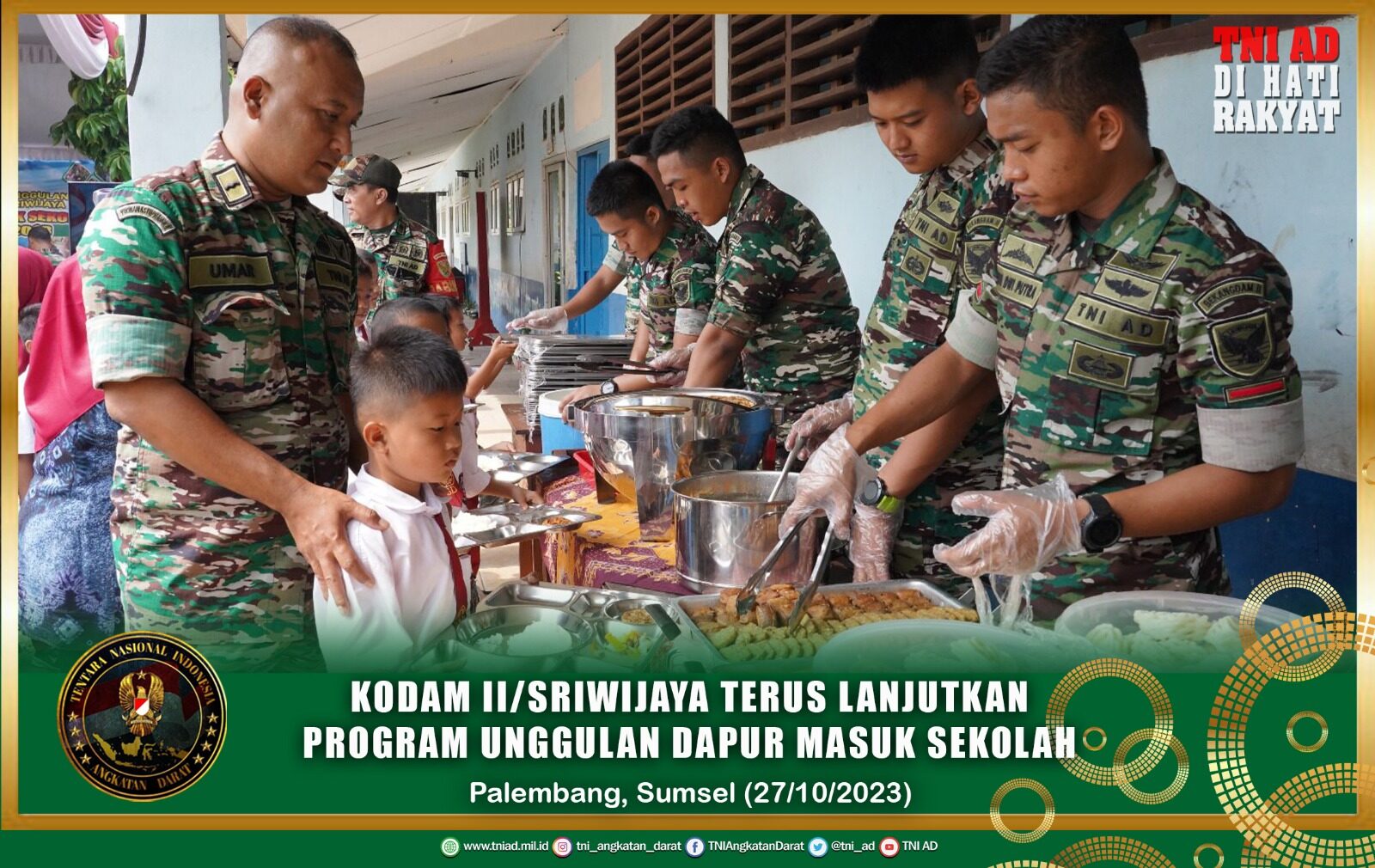 Kodam II/Sriwijaya Terus Lanjutkan Program Unggulan Dapur Masuk Sekolah