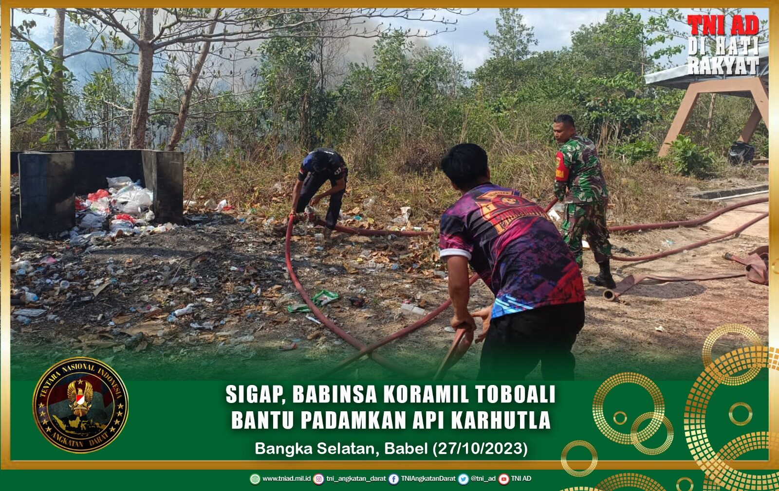 Sigap, Babinsa Koramil Toboali Bantu Padamkan Api Karhutla