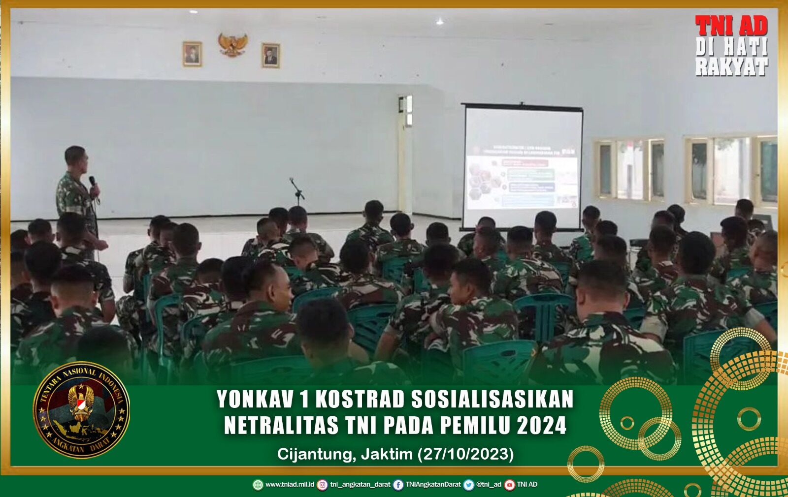 Yonkav 1 Kostrad Sosialisasikan Netralitas TNI pada Pemilu 2024