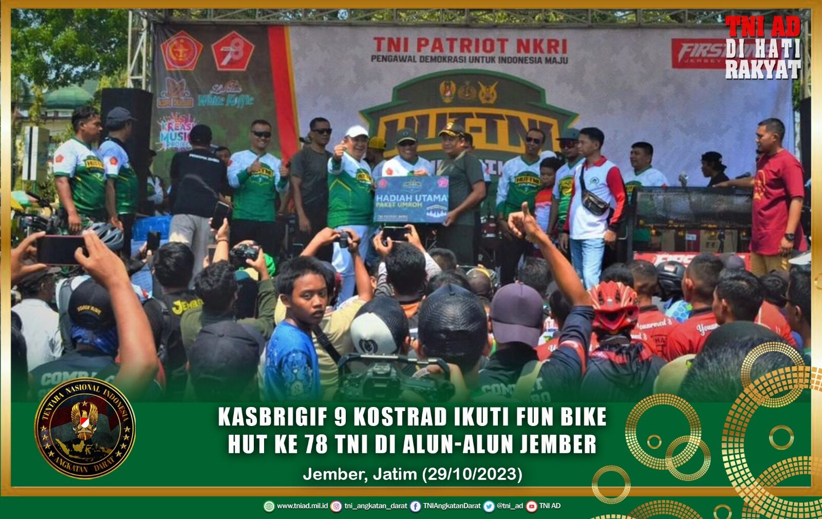 Kasbrigif 9 Kostrad Ikuti Fun Bike HUT ke 78 TNI di Alun-Alun Jember