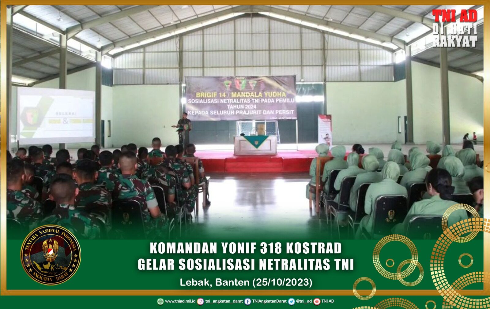 Komandan Yonif 318 Kostrad Gelar Sosialisasi Netralitas TNI