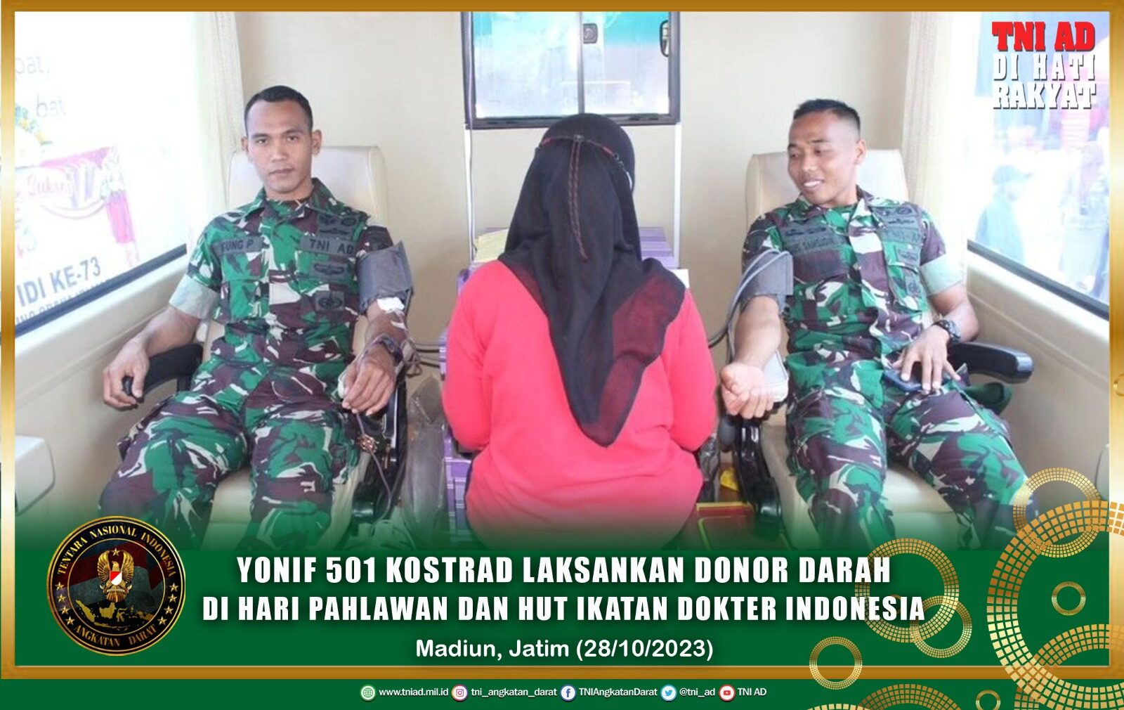 Yonif 501 Kostrad Laksankan Donor Darah di Hari Pahlawan dan HUT Ikatan Dokter Indonesia