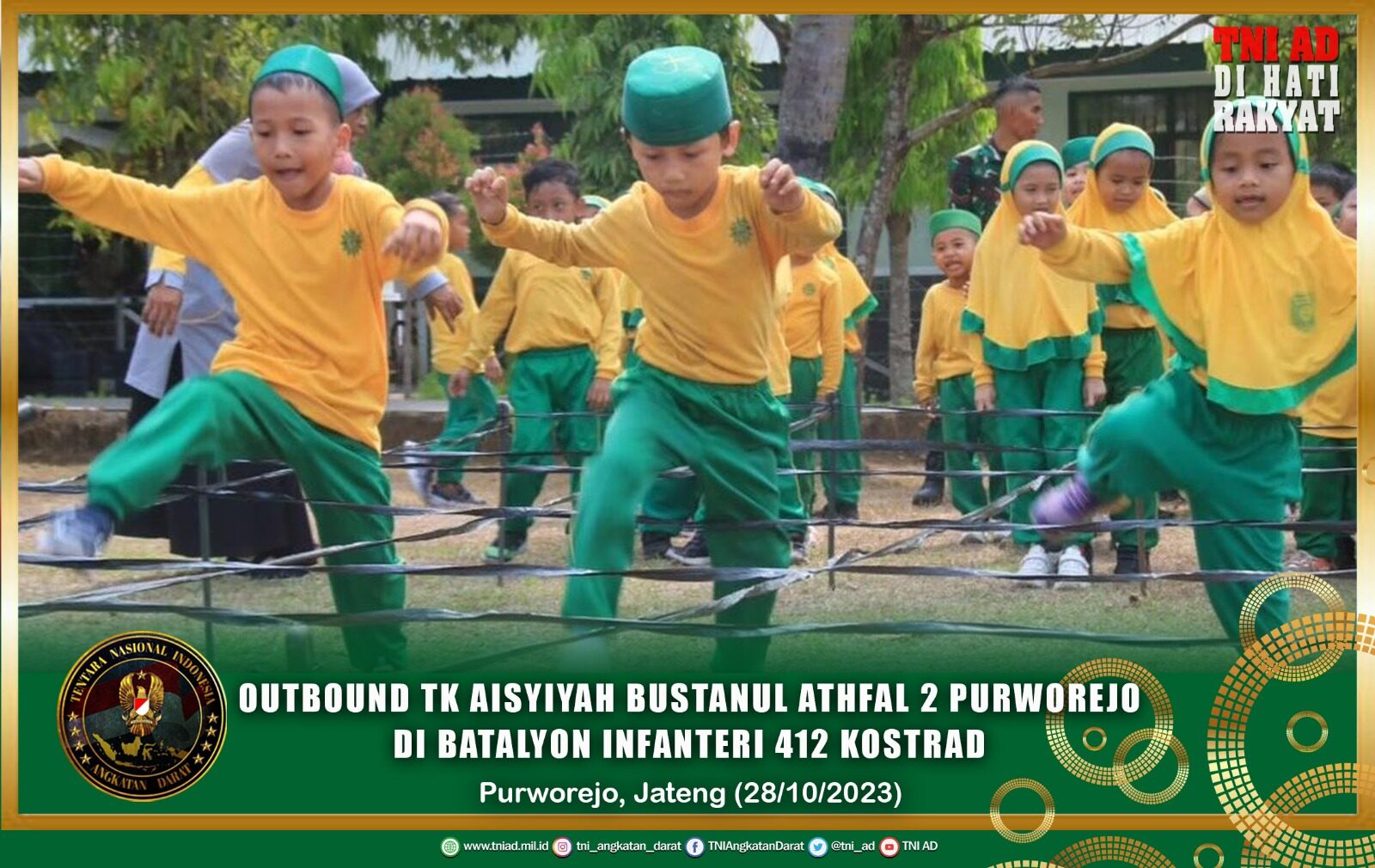 Outbound TK Aisyiyah Bustanul Athfal 2 Purworejo di Batalyon Infanteri 412 Kostrad