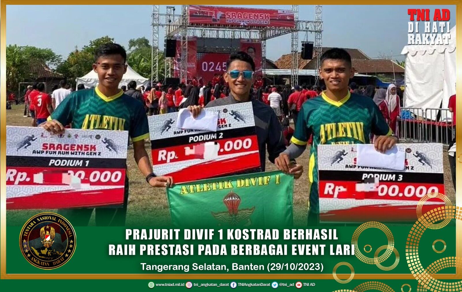 Prajurit Divif 1 Kostrad Berhasil Raih Prestasi Pada Berbagai Event Lari