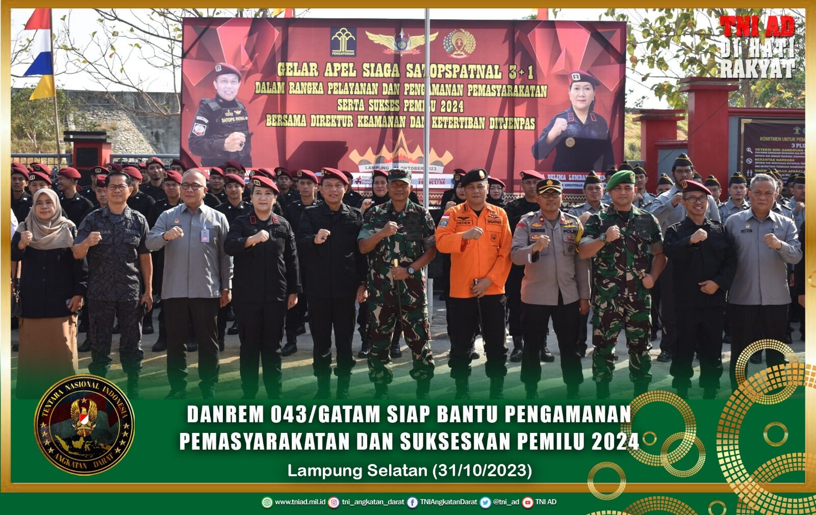 Danrem 043/Gatam Siap Bantu Pengamanan Pemasyarakatan dan Sukseskan Pemilu 2024