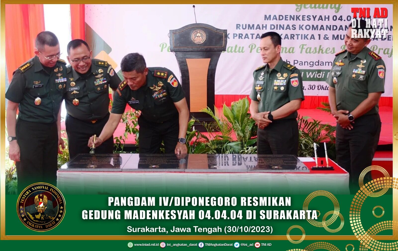 Pangdam IV/Diponegoro Resmikan Gedung Madenkesyah 04.04.04 di Surakarta