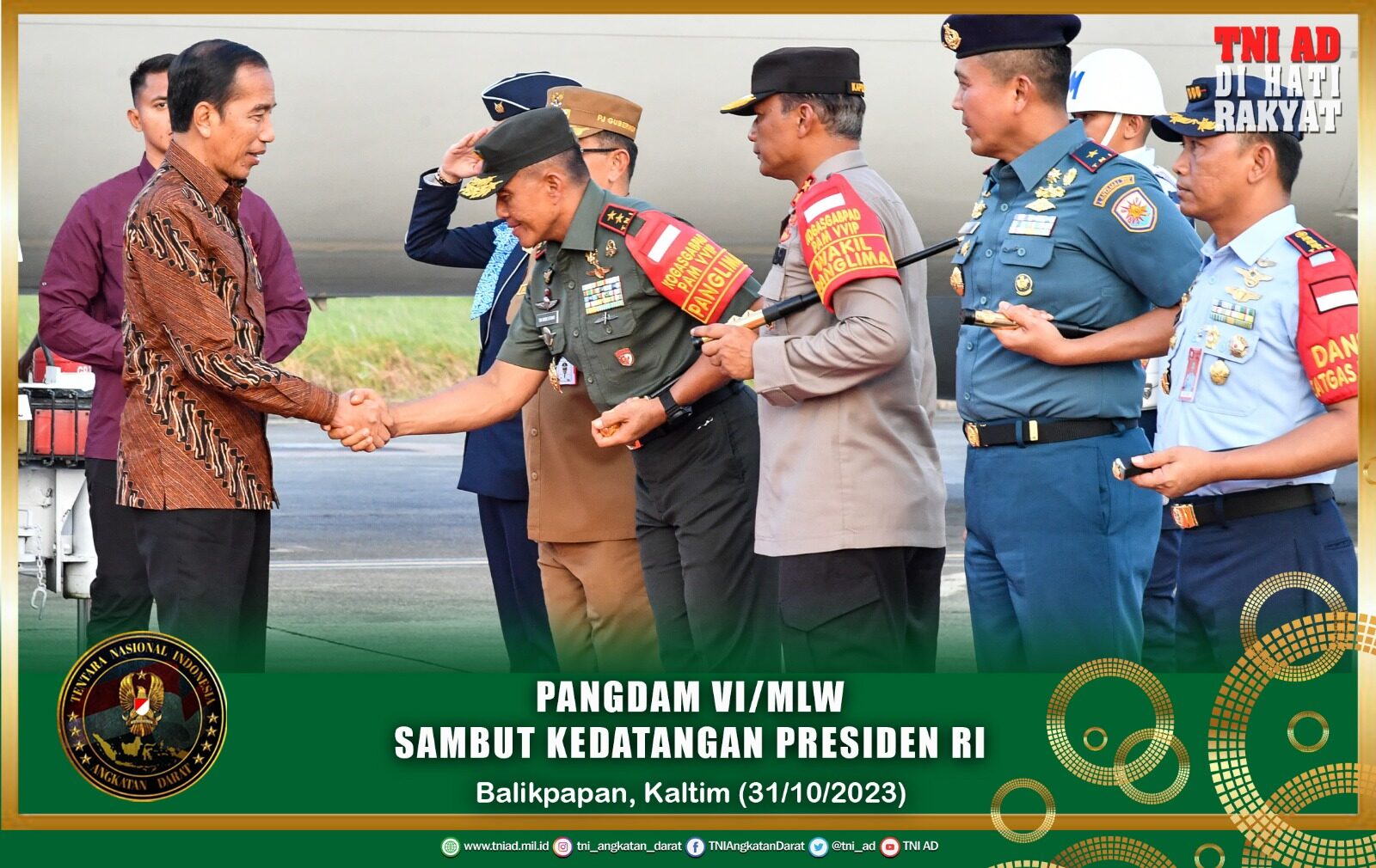 Pangdam VI/Mlw Sambut Kedatangan Presiden RI