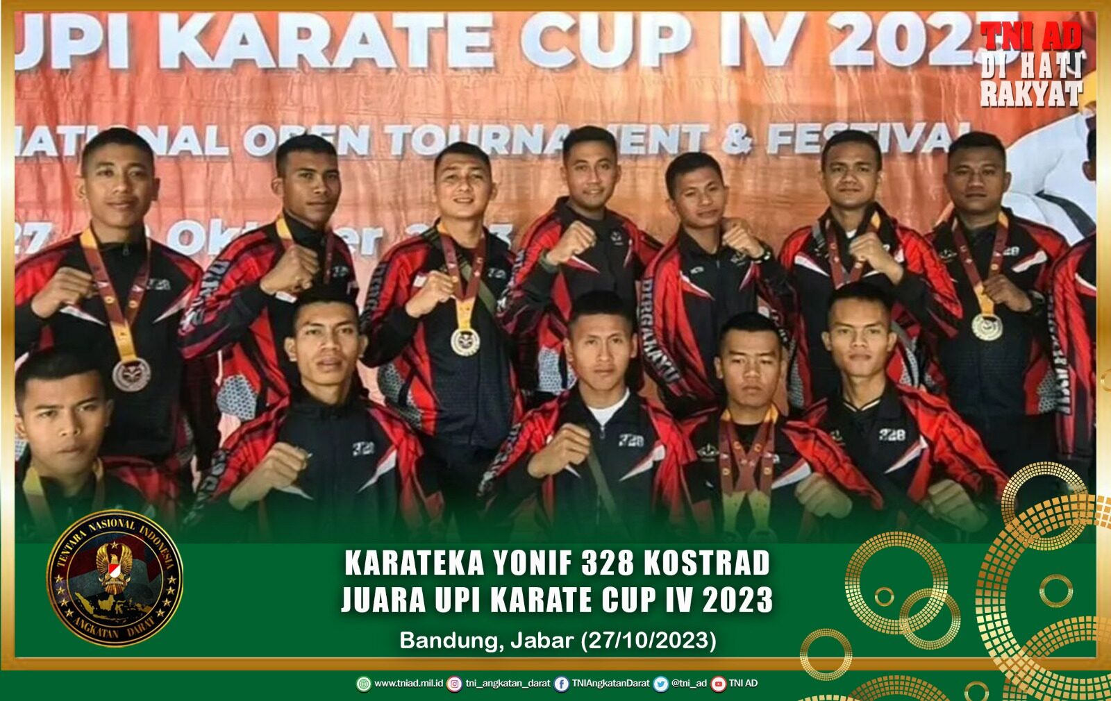 Karateka Yonif 328 Kostrad Juara UPI Karate Cup IV 2023