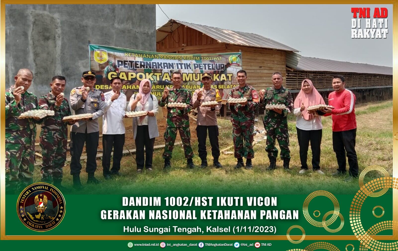 Dandim 1002/HST Ikuti Vicon Gerakan Nasional Ketahanan Pangan