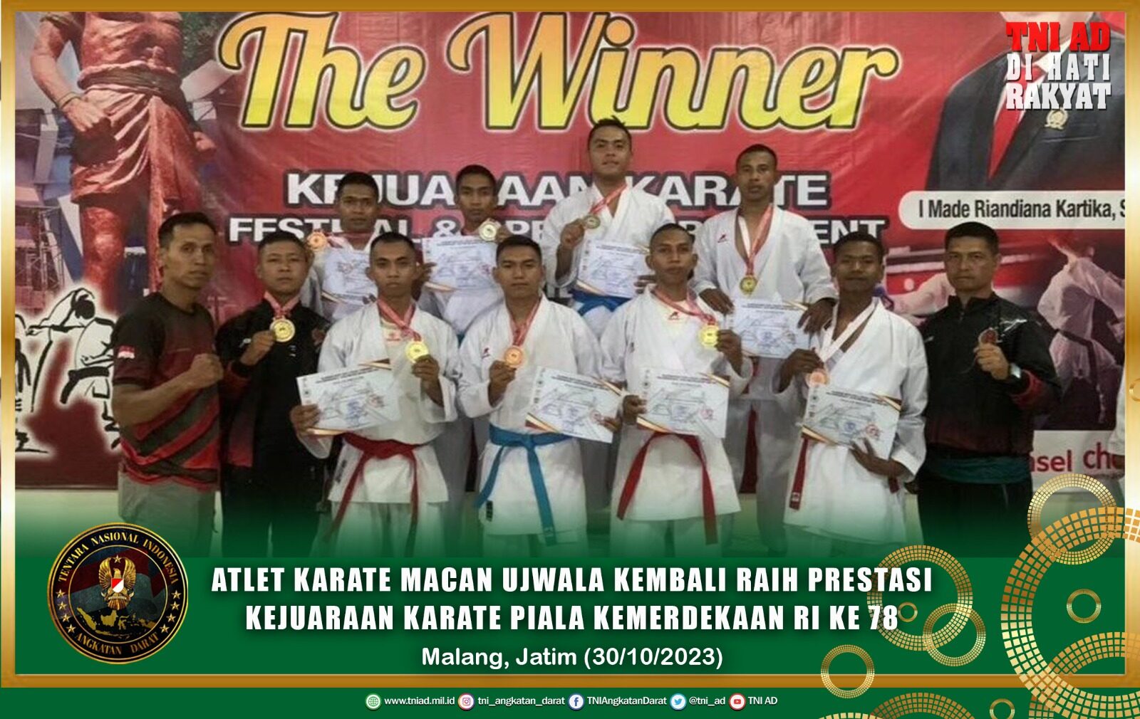 Atlet Karate Macan Ujwala Kembali Raih Prestasi Kejuaraan Karate Piala Kemerdekaan RI Ke 78 dan Ketua DPRD Kota Malang Sejawa-Bali