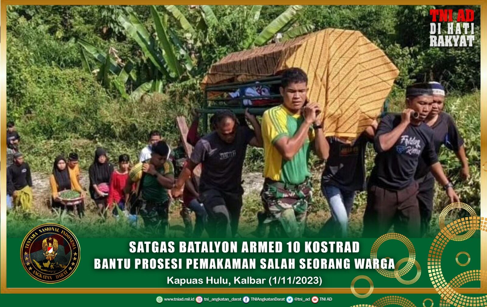 Satgas Batalyon Armed 10 Kostrad Bantu Prosesi Pemakaman Salah Seorang Warga