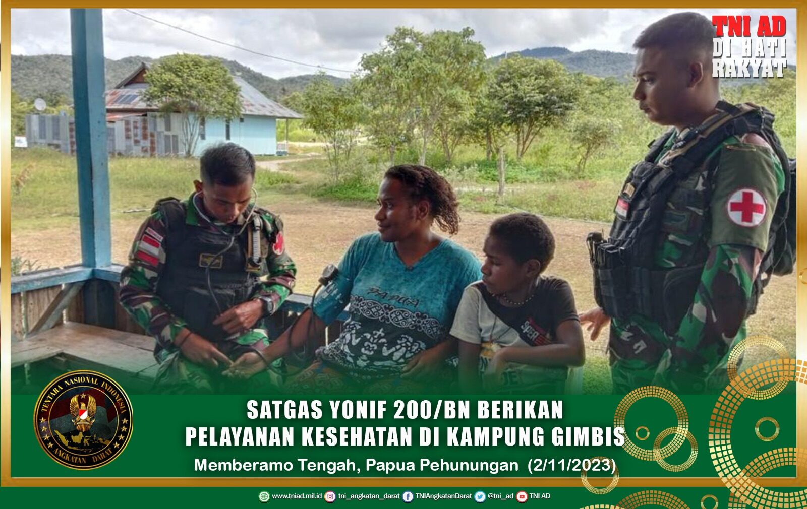 Satgas Yonif 200/BN Berikan Pelayanan Kesehatan Di Kampung Gimbis