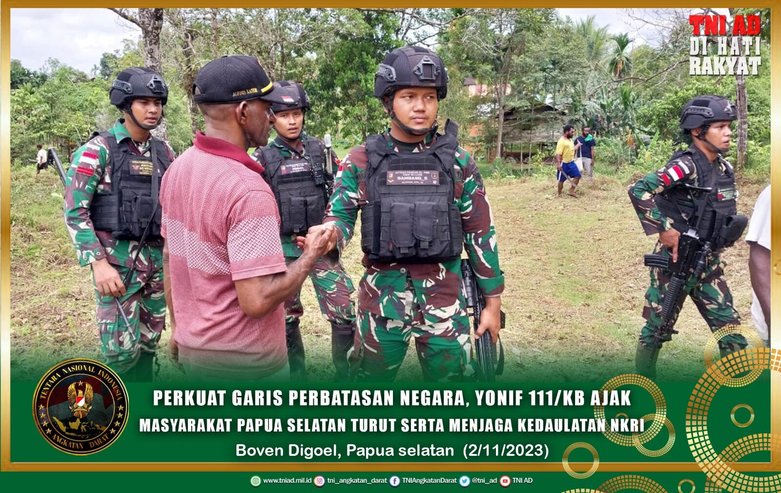 Perkuat Garis Perbatasan Negara, Yonif 111/KB Ajak Masyarakat Papua Selatan Turut Serta Menjaga Kedaulatan NKRI