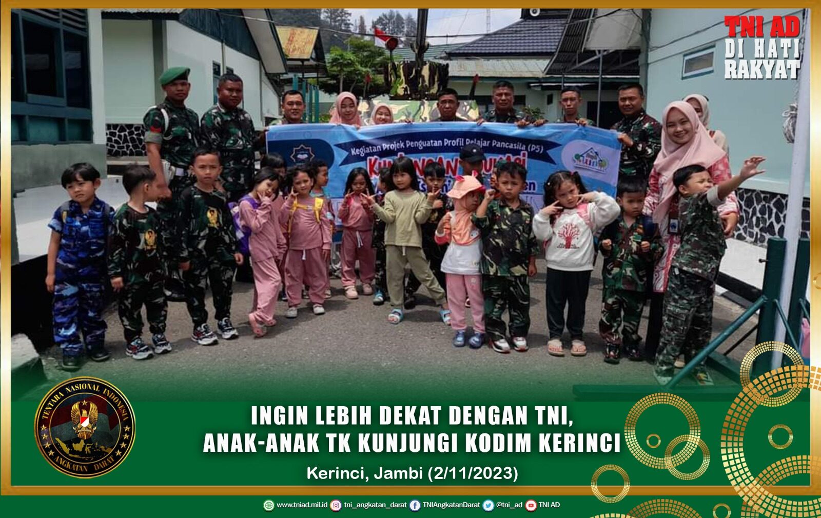 Ingin Lebih Dekat Dengan TNI, Anak-Anak TK Kunjungi Kodim Kerinci