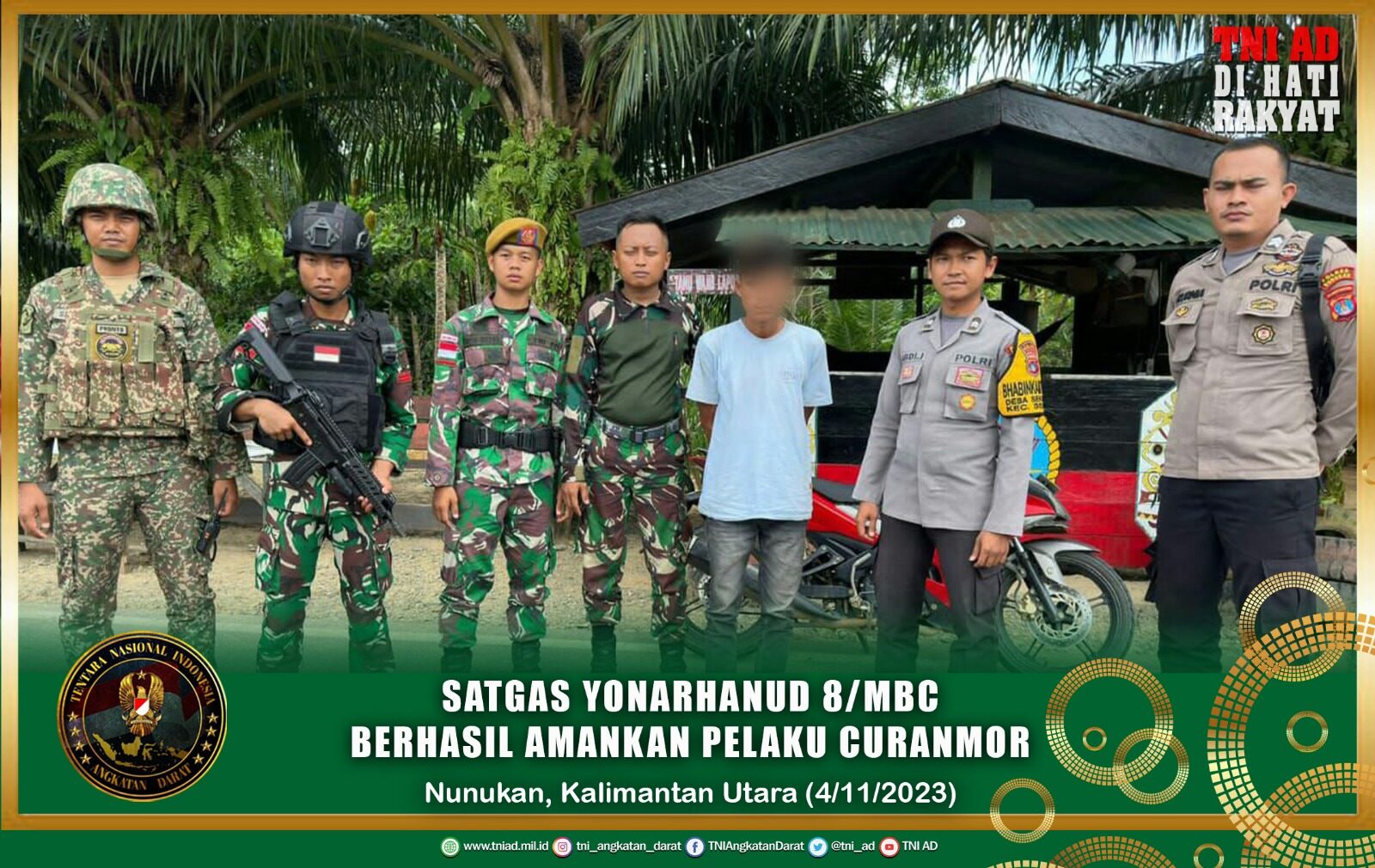 Satgas Yonarhanud 8/MBC Berhasil Amankan Pelaku Curanmor