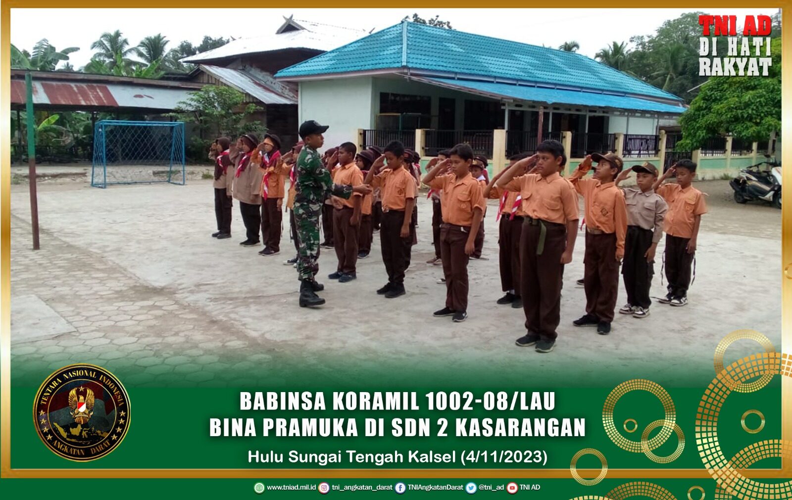 Babinsa Koramil 1002-08/Lau Bina Pramuka di SDN 2 Kasarangan