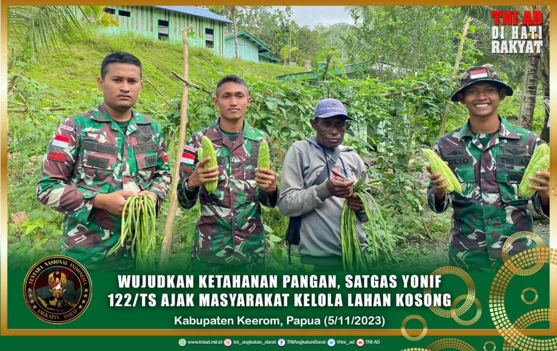 Wujudkan Ketahanan Pangan, Satgas Yonif 122/TS Ajak Masyarakat Kelola Lahan Kosong
