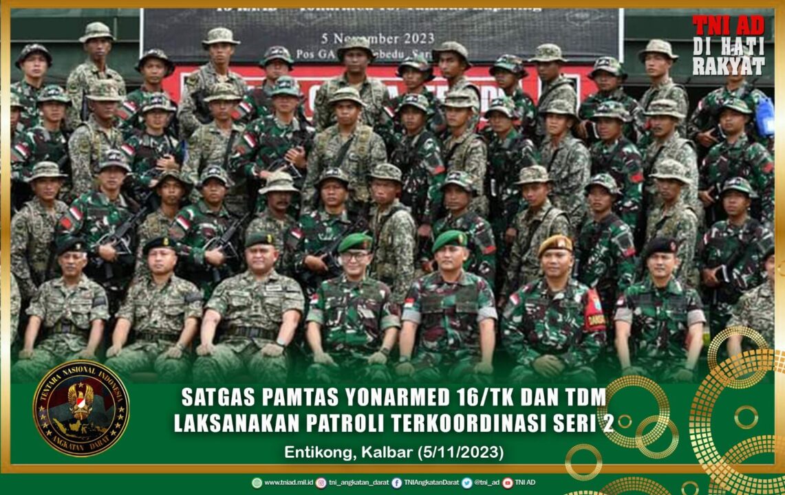 Satgas Pamtas Yonarmed 16/TK dan TDM Laksanakan Patroli Terkoordinasi Seri 2