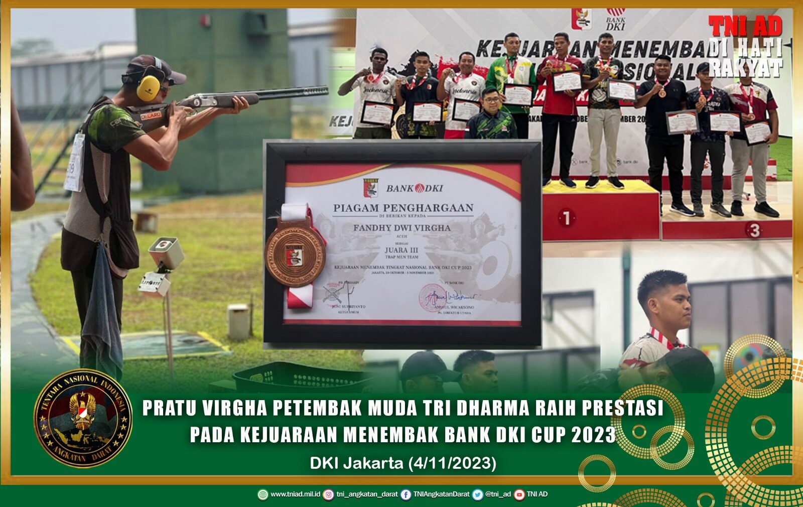 Pratu Virgha Petembak Muda Tri Dharma Raih Prestasi pada Kejuaraan Menembak Bank DKI Cup 2023