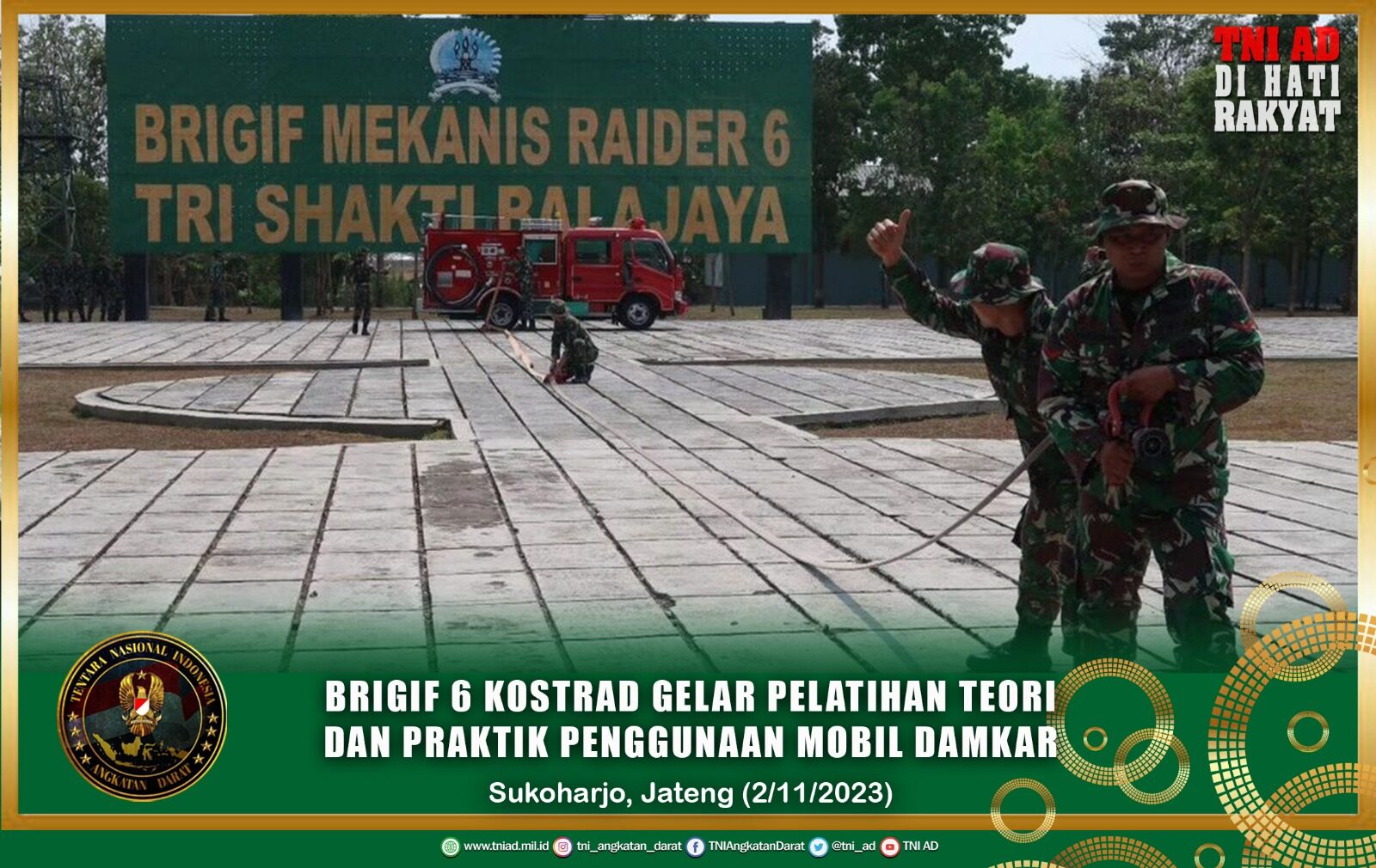 Brigif 6 Kostrad Gelar Pelatihan Teori dan Praktik Penggunaan Mobil Damkar