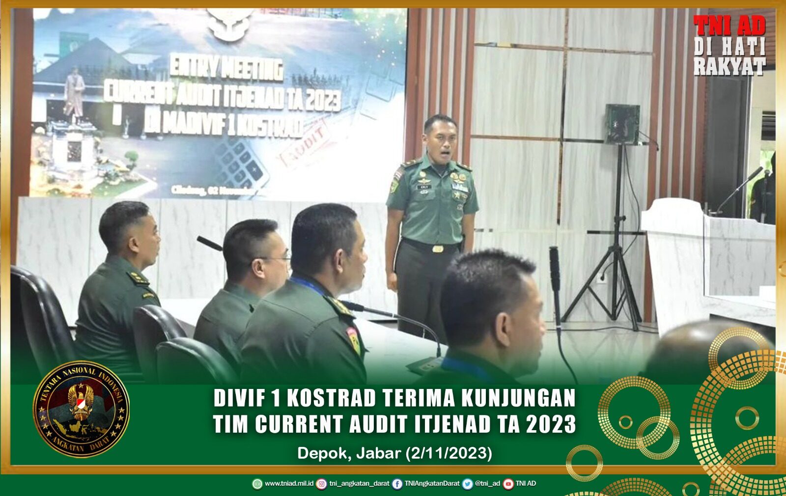 Divif 1 Kostrad Terima Kunjungan Tim Current Audit Itjenad TA 2023