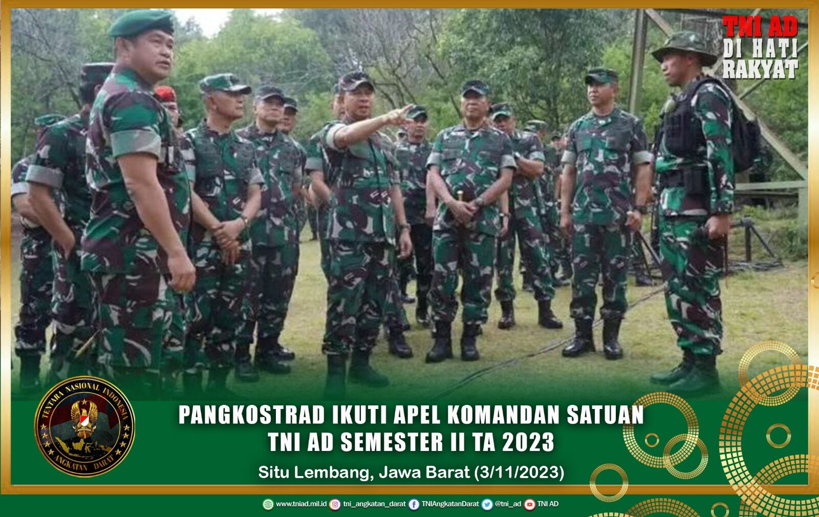 Pangkostrad Ikuti Apel Komandan Satuan TNI AD Semester II TA 2023