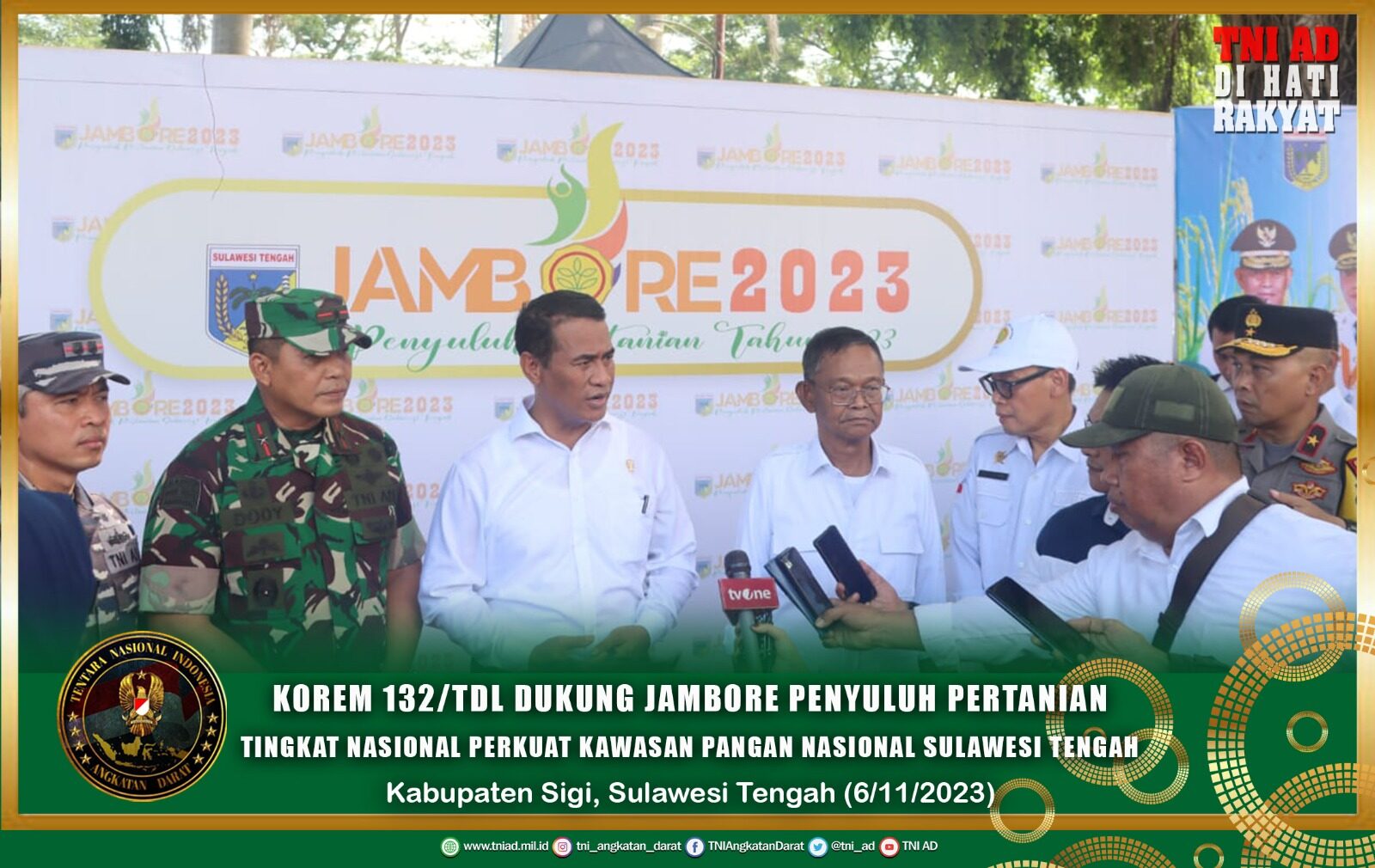 Korem 132/Tdl Dukung Jambore Penyuluh Pertanian Tingkat Nasional Perkuat Kawasan Pangan Nasional Sulawesi Tengah