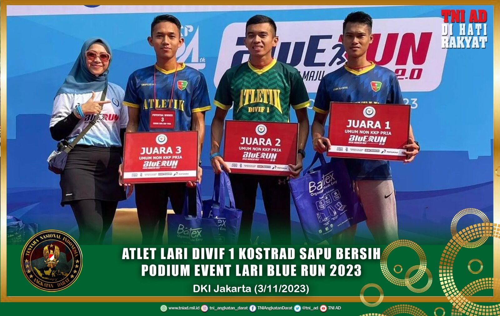 Atlet Lari Divif 1 Kostrad Sapu Bersih Podium Event Lari Blue Run 2023