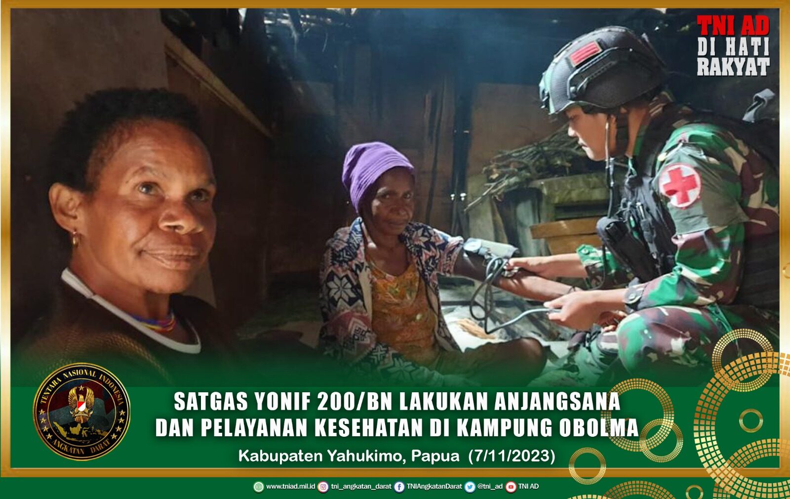 Satgas Yonif 200/BN Lakukan Anjangsana Dan Pelayanan Kesehatan Di Kampung Obolma