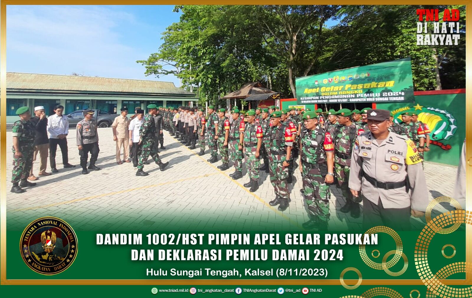 Dandim 1002/HST Pimpin Apel Gelar Pasukan Dan Deklarasi Pemilu Damai 2024