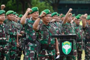 Pangdam IM Ikuti Apel Gelar Kesiapan Pam Pemilu 2024 TNI AD TA. 2023 Tersebar, Secara Virtual Dengan Kasad