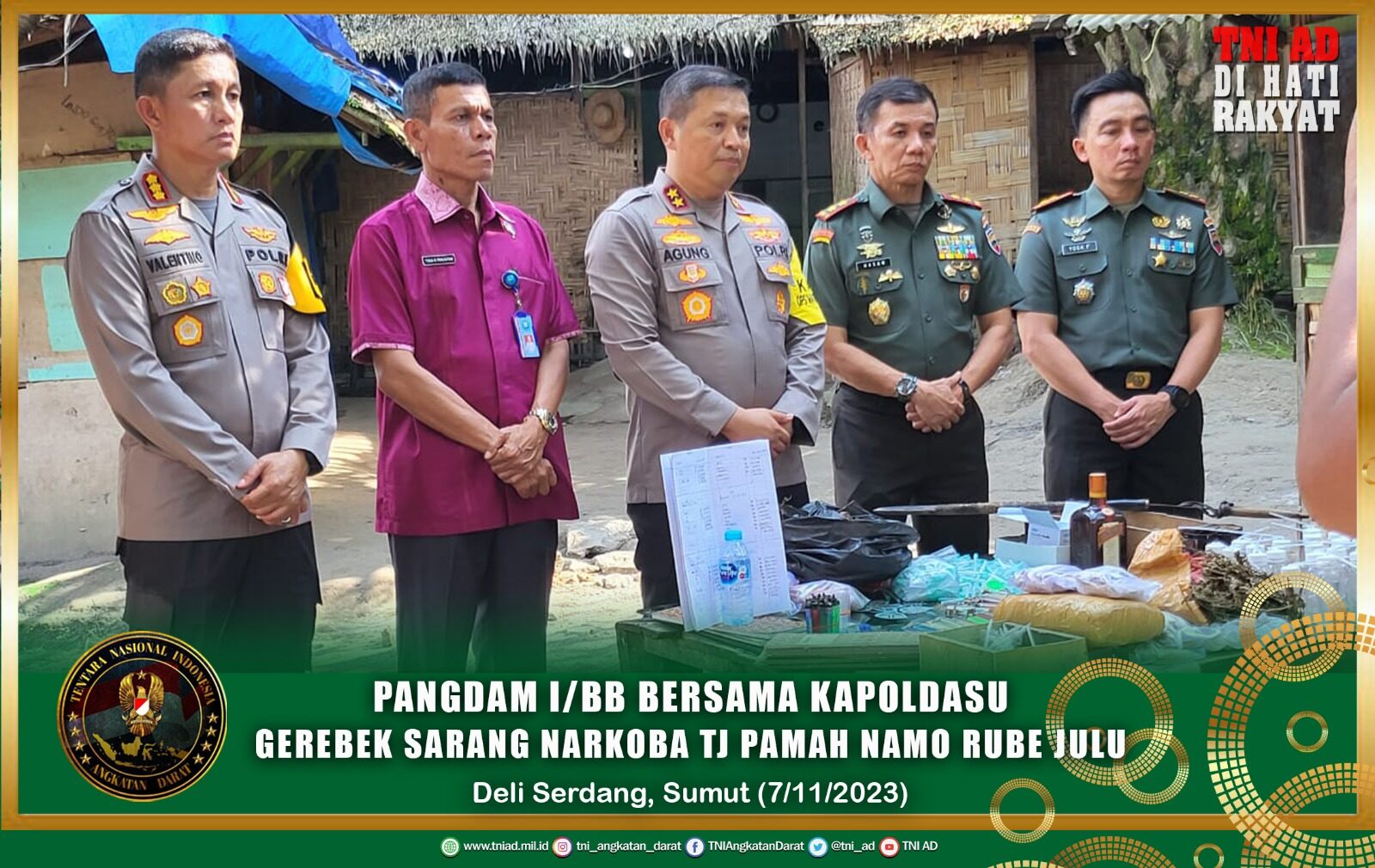 Pangdam I/BB Bersama Kapoldasu Gerebek Sarang Narkoba Tj Pamah Namo Rube Julu