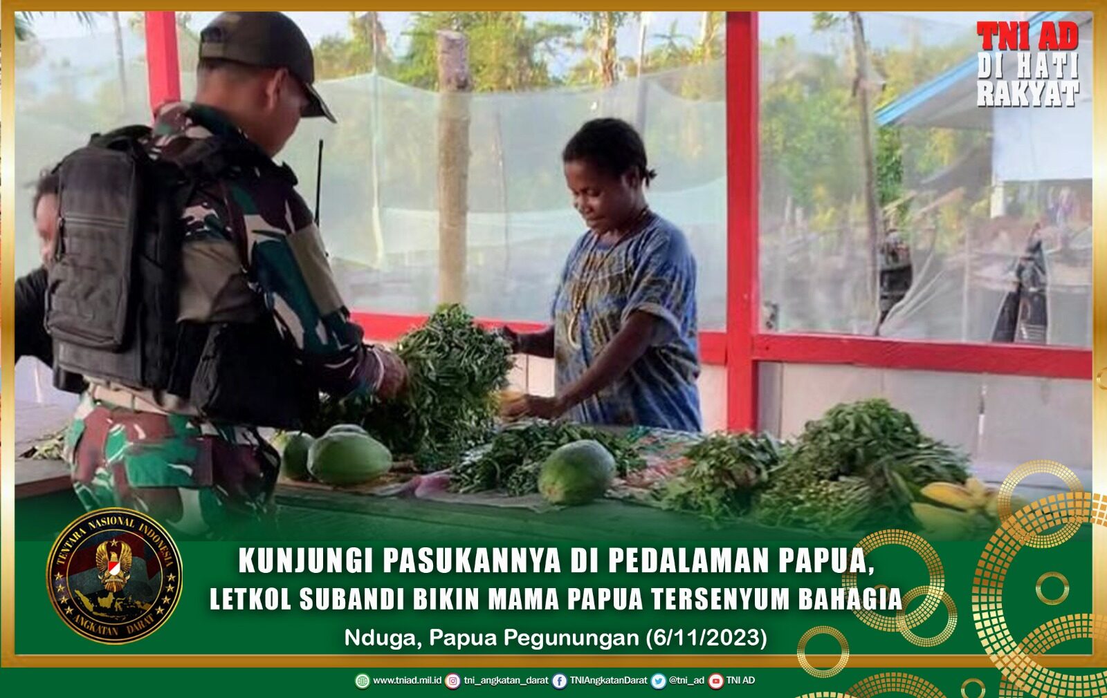 Kunjungi Pasukannya di Pedalaman Papua, Letkol Subandi Bikin Mama Papua Tersenyum Bahagia