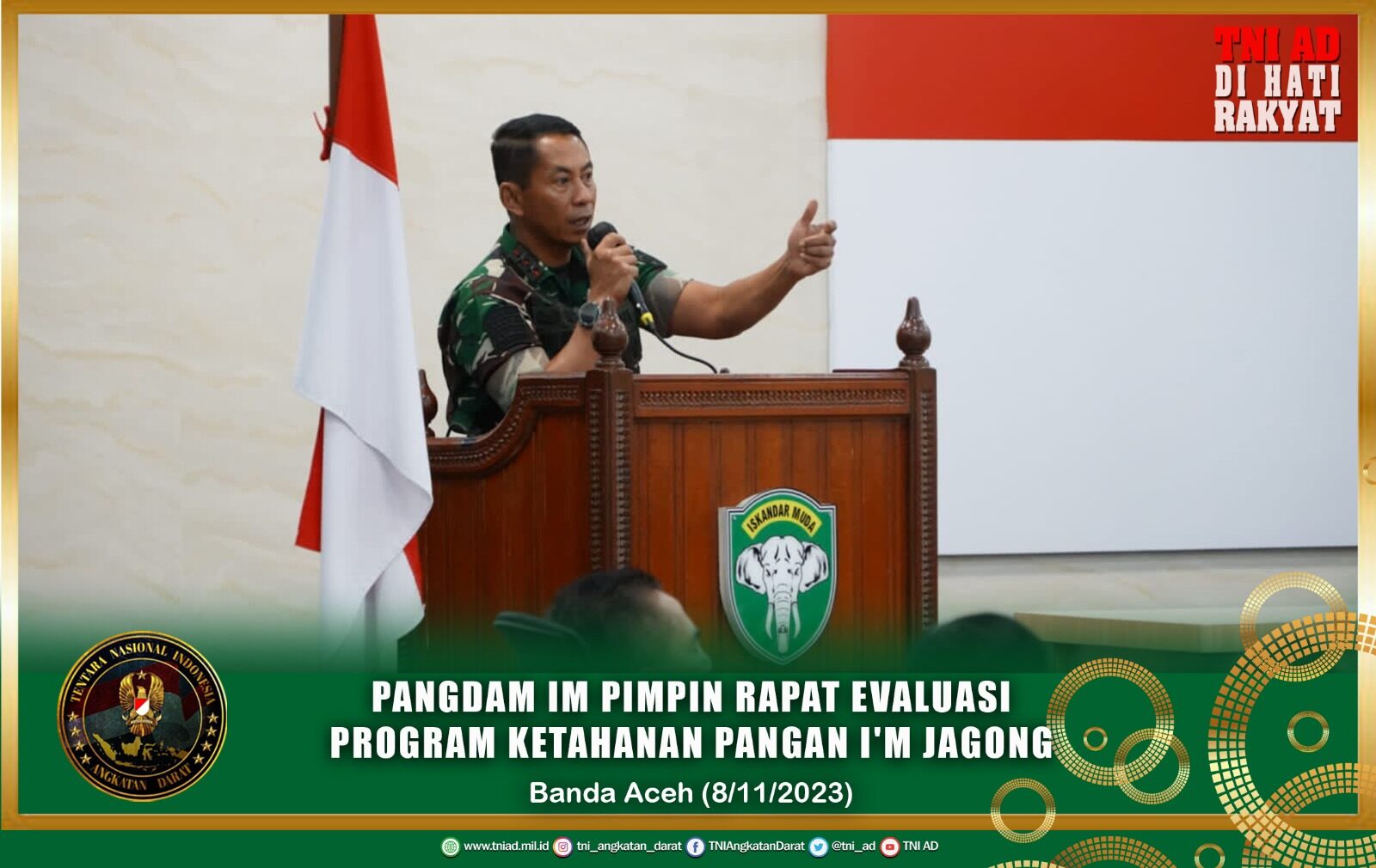 Pangdam IM Pimpin Rapat Evaluasi Program Ketahanan Pangan I'M Jagong