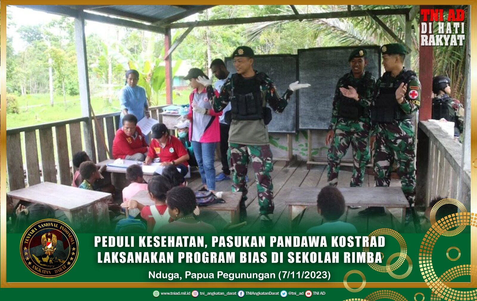 Peduli Kesehatan, Pasukan Pandawa Kostrad Laksanakan Program BIAS di Sekolah Rimba