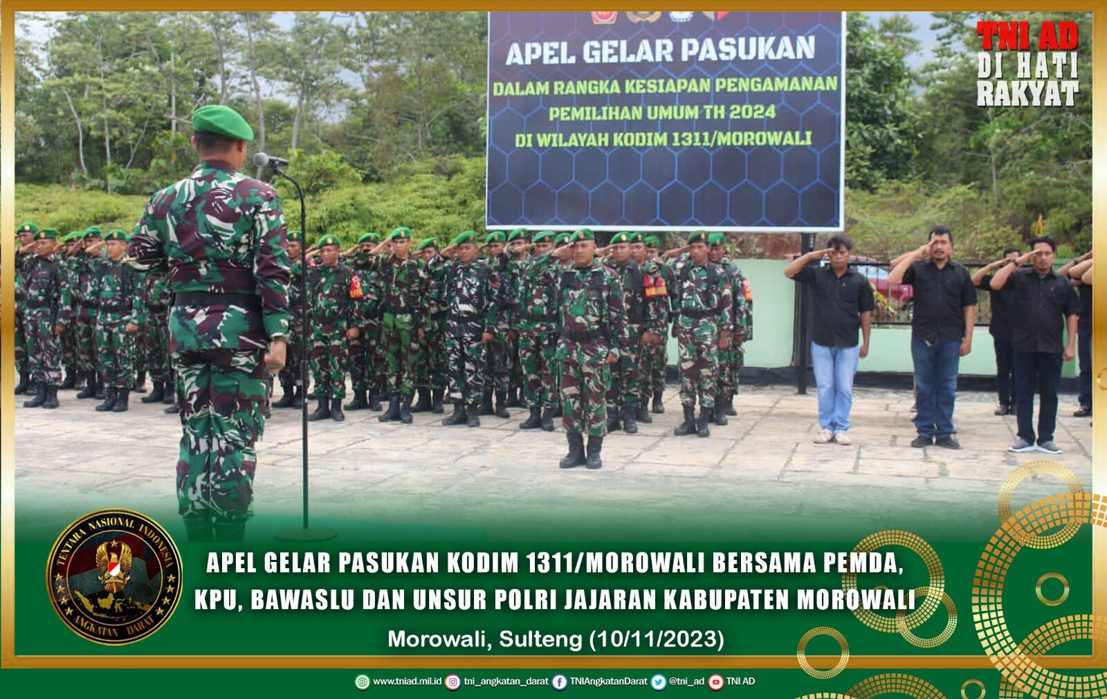 Apel Gelar Pasukan Kodim 1311/Morowali Bersama Pemda, KPU, Bawaslu dan Unsur Polri Jajaran Kabupaten Morowali