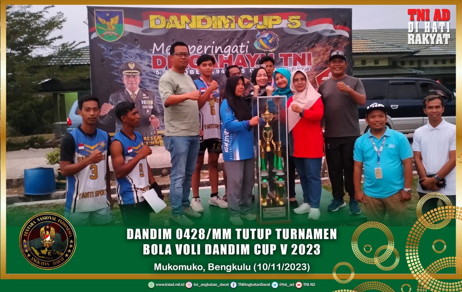 Dandim 0428/ MM Tutup Turnamen Bola Voli Dandim Cup V 2023