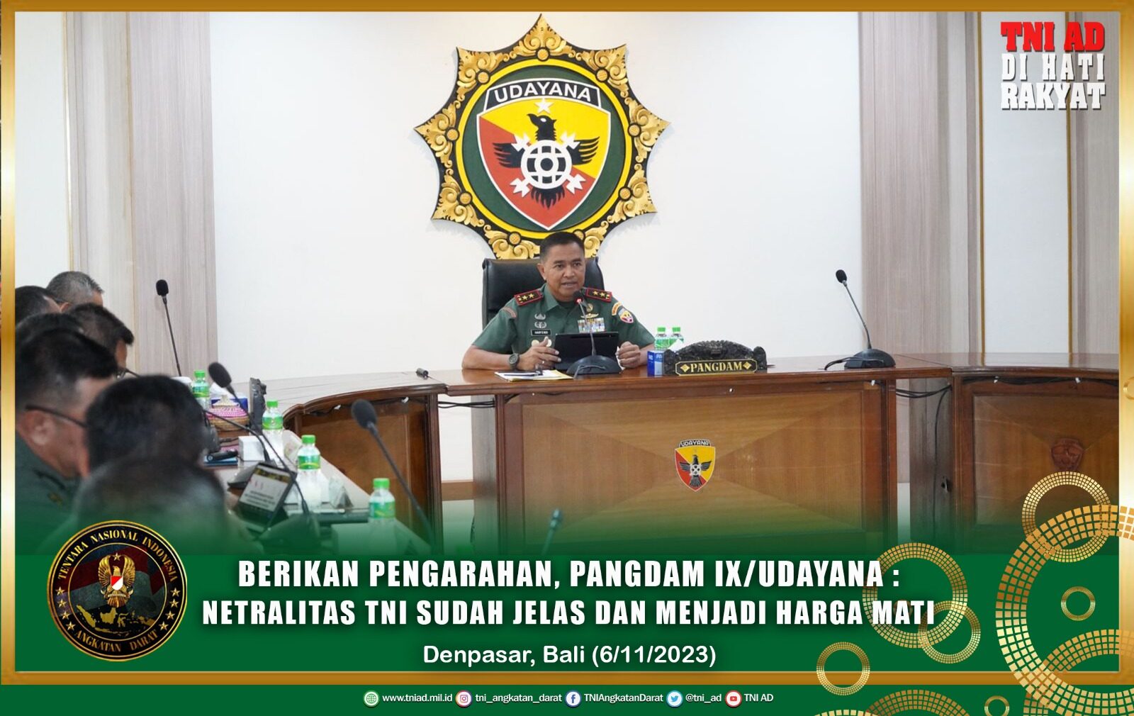 Berikan Pengarahan, Pangdam IX/Udayana : Netralitas TNI Sudah Jelas dan Menjadi Harga Mati