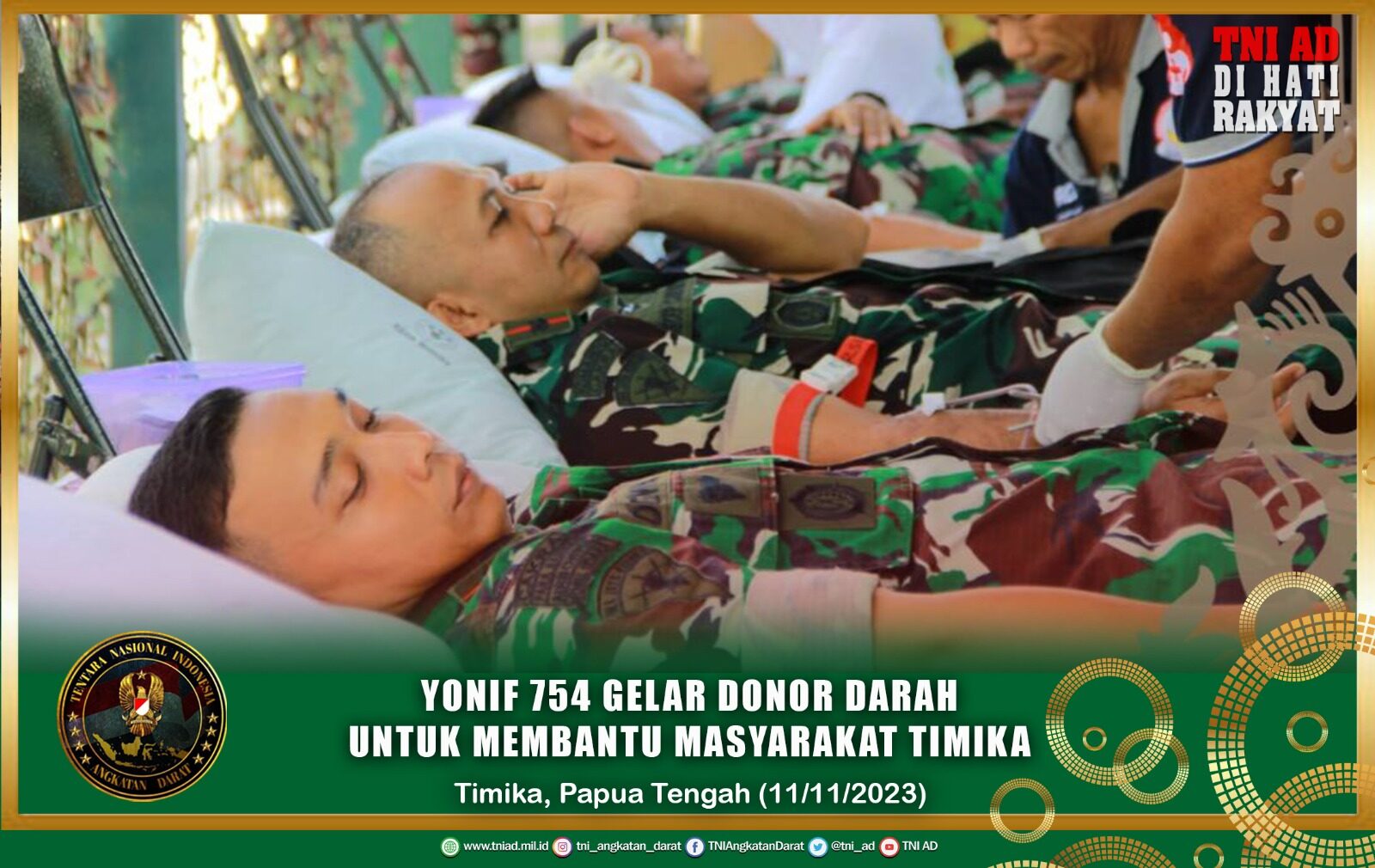 Yonif 754 Gelar Donor Darah Untuk Membantu Masyarakat Timika