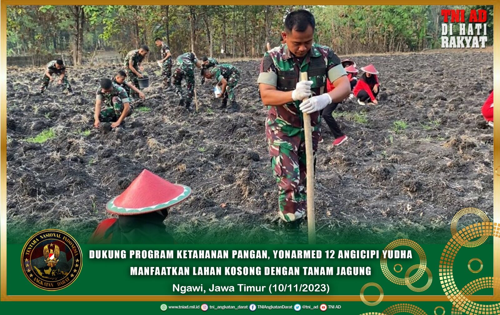 Dukung Program Ketahanan Pangan, Yonarmed 12 Angicipi Yudha Manfaatkan Lahan Kosong Dengan Tanam Jagung