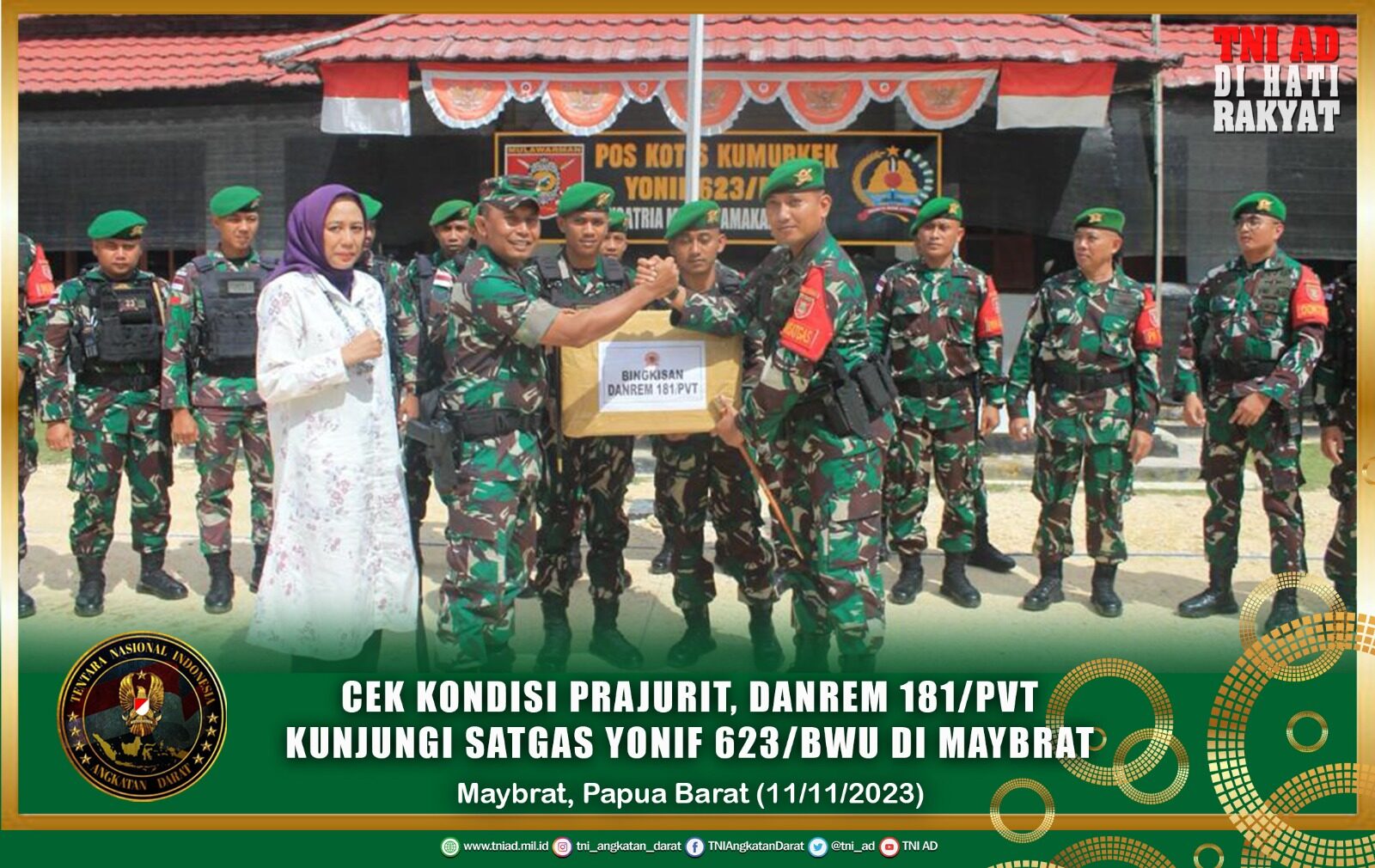 Cek Kondisi Prajurit, Danrem 181/PVT Kunjungi Satgas Yonif 623/BWU di Maybrat