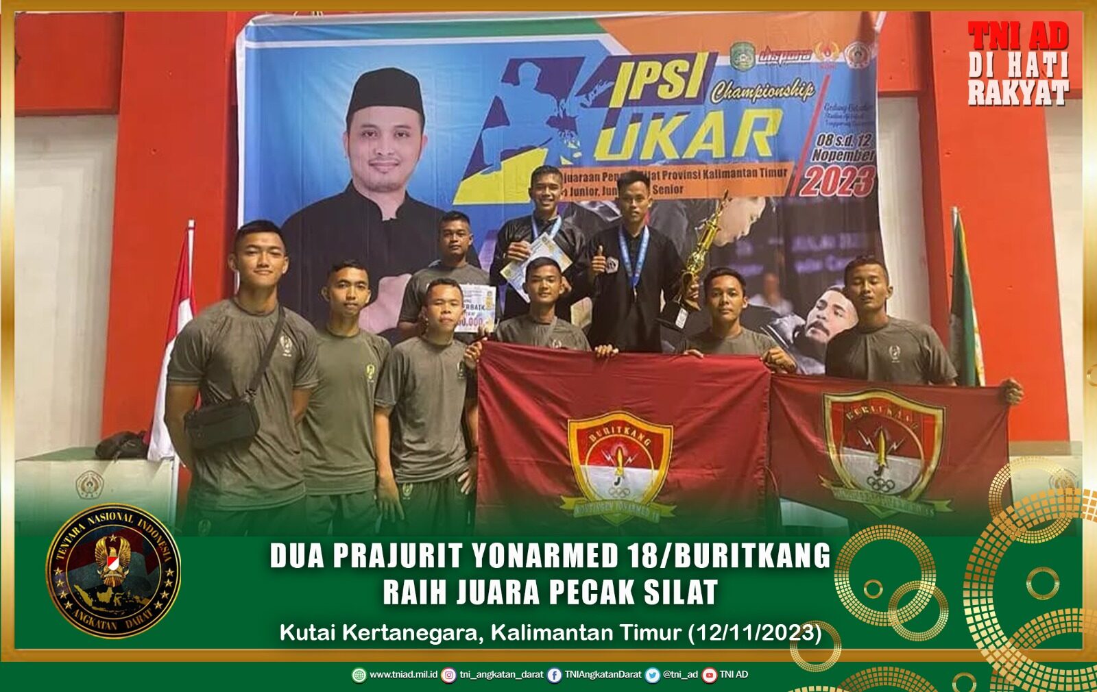 Dua Prajurit Yonarmed 18/Buritkang Raih Juara Pecak Silat