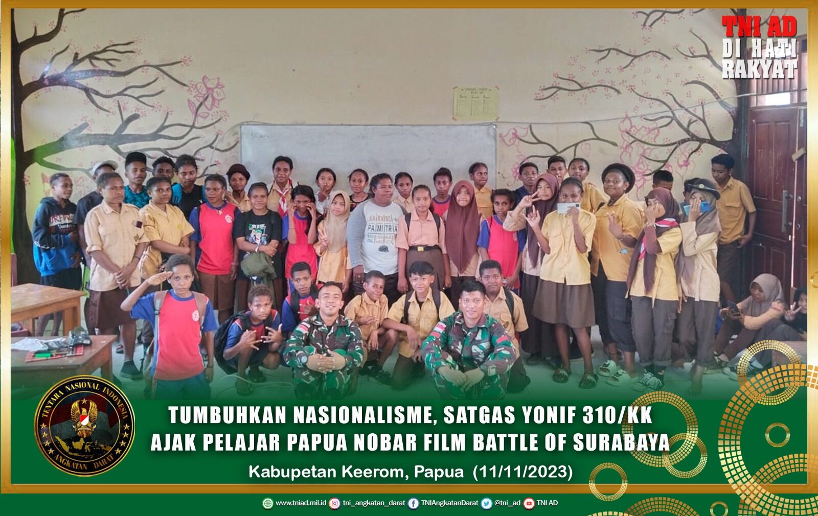 Tumbuhkan Nasionalisme, Satgas Yonif 310/KK Ajak Pelajar Papua Nobar Film Battle Of Surabaya