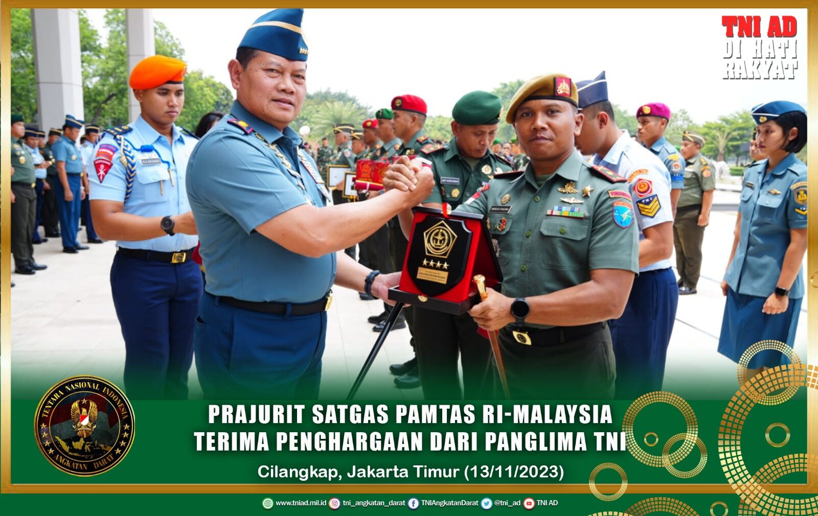 Prajurit Satgas Pamtas RI-Malaysia Terima Penghargaan Dari Panglima TNI