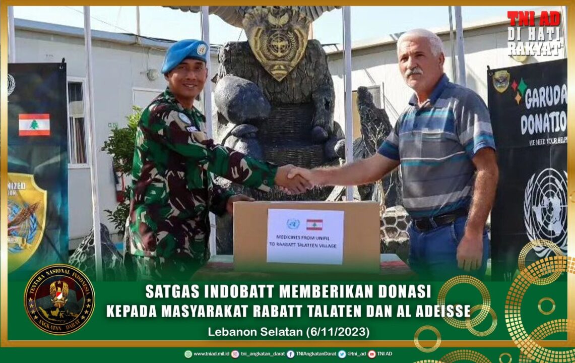 Satgas Indobatt Memberikan Donasi Kepada Masyarakat Rabatt Talaten dan Al Adeisse