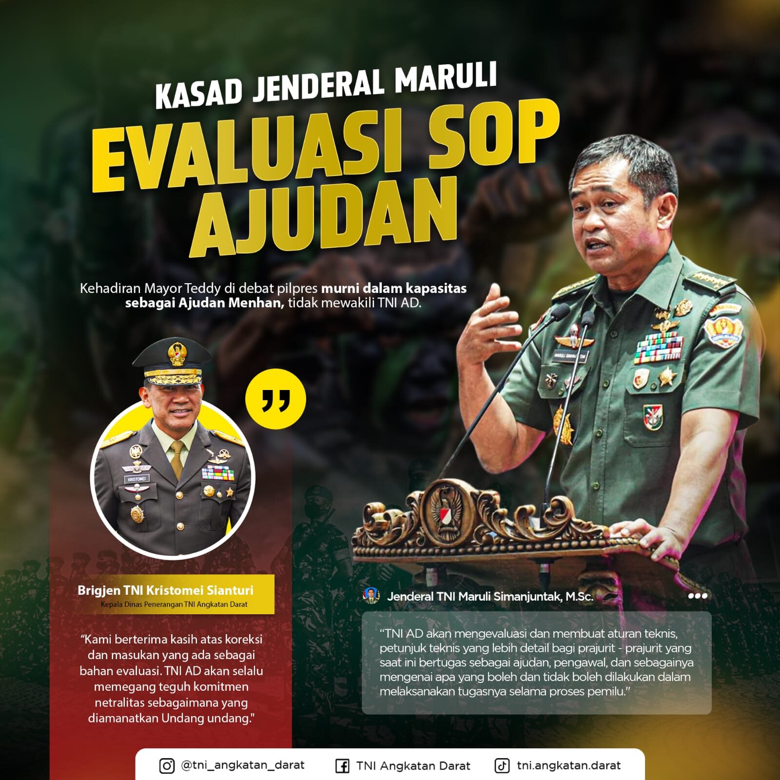 Kasad Jenderal Maruli Evaluasi SOP Ajudan