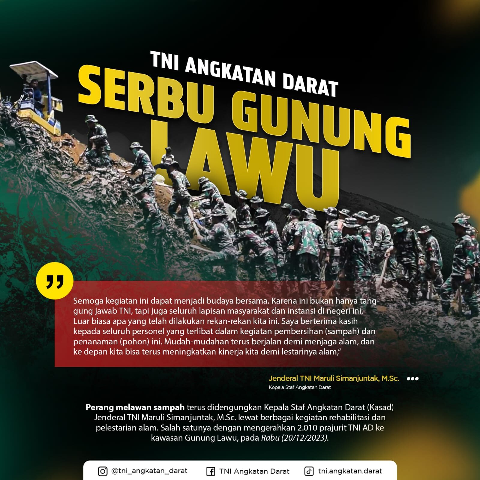 TNI Angkatan Darat Serbu Gunung Lawu