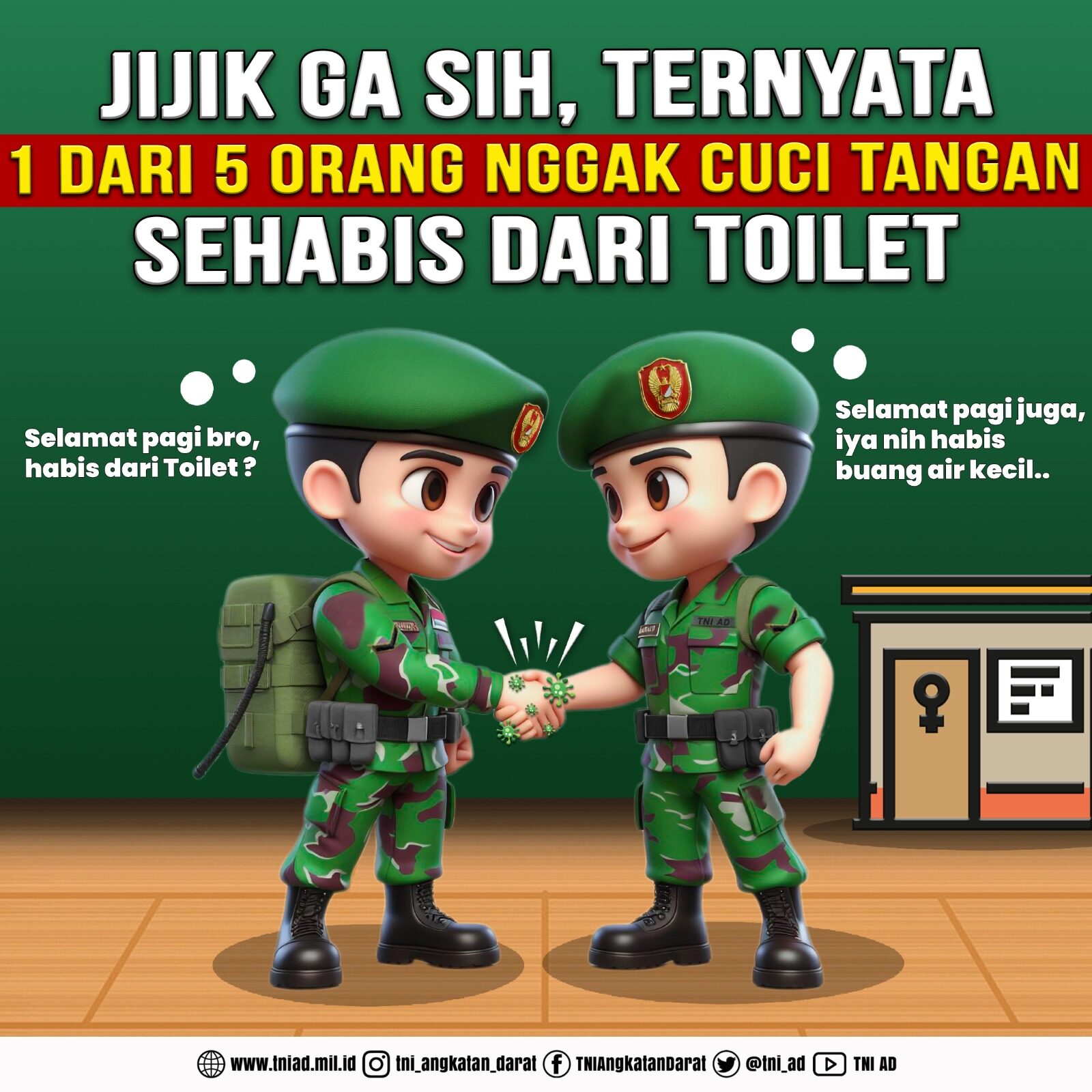 Ayo, biasakan diri untuk selalu mencuci tangan pakai sabun dalam kesehariannya.