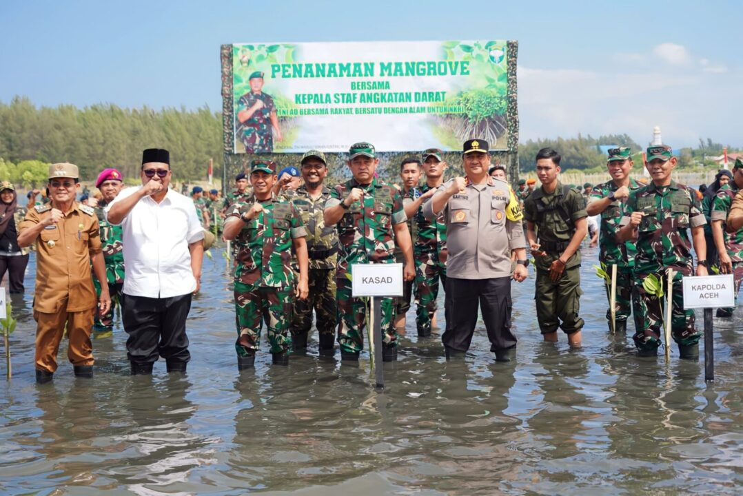Bersatu Dengan Alam, TNI AD Tanam Puluhan Ribu Bibit Mangrove di Aceh