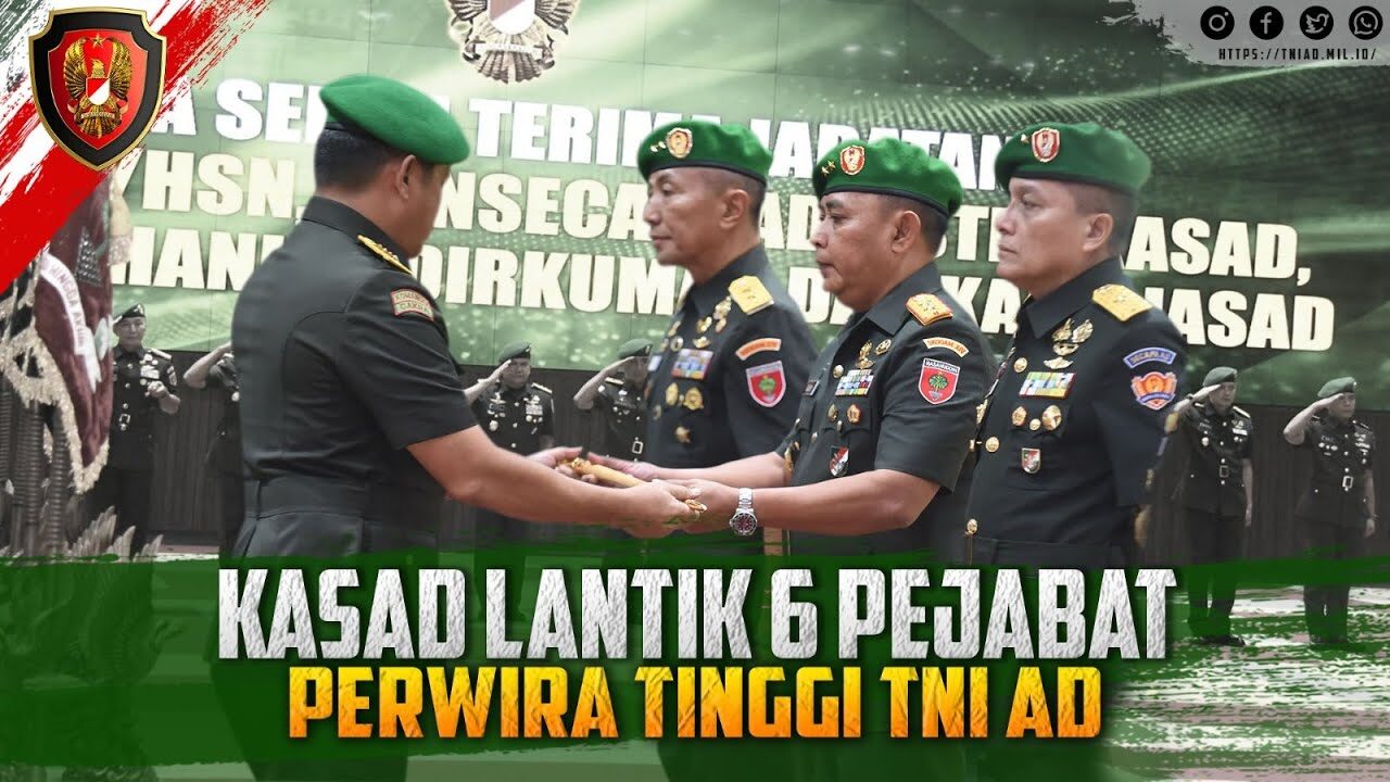 Kasad Lantik 6 Pejabat Perwira Tinggi TNI AD